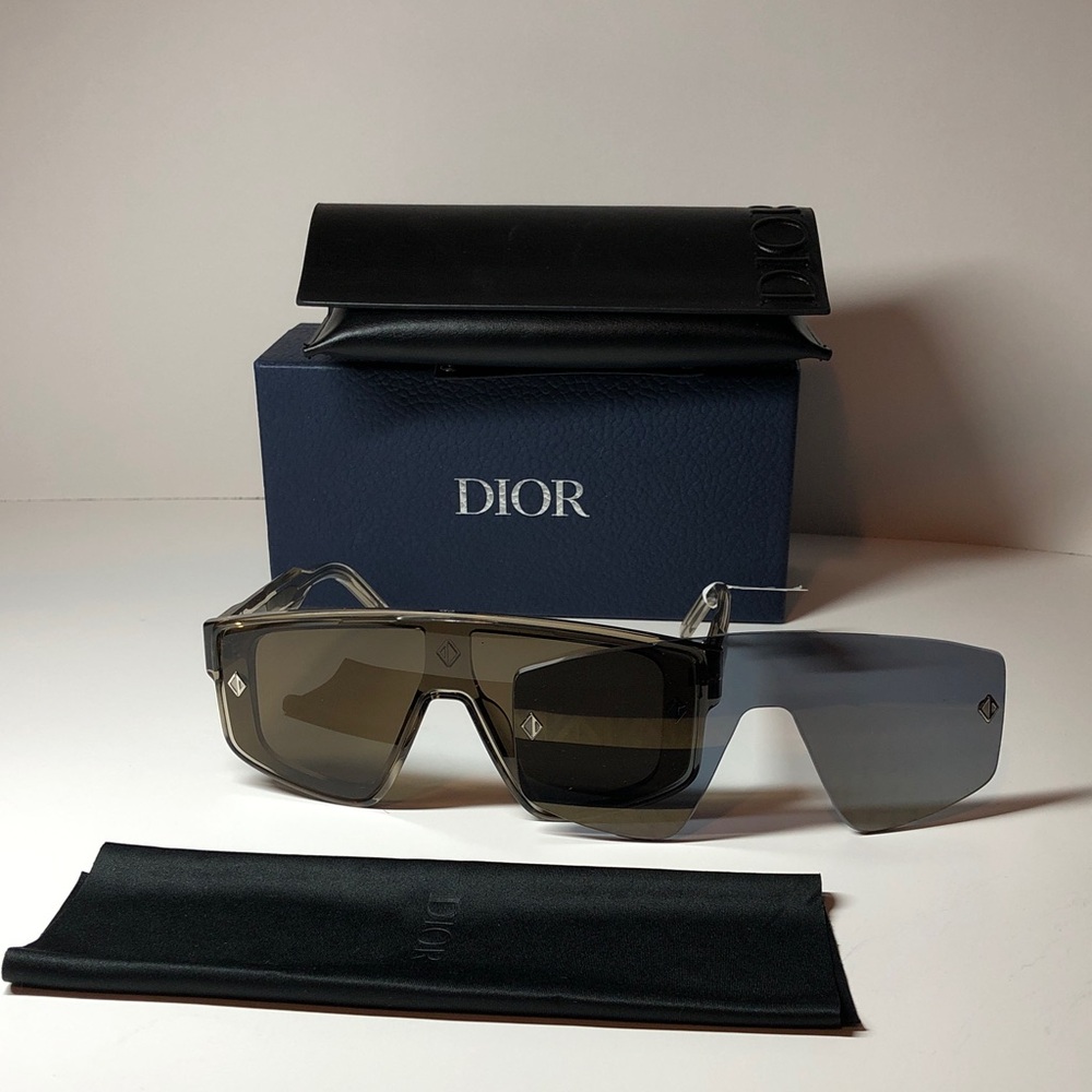 Dior CD Diamond M1U 40134U-L Men’s Mask Shield Sunglass Transparent Taupe Brown - Picture 14 of 14